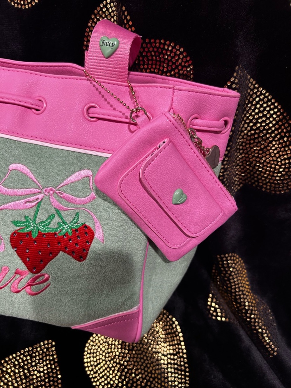 Juicy Couture Pink & Green Strawberry Tote - Picture 3 of 9